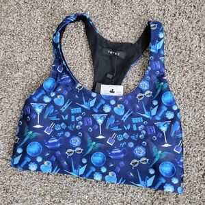 NWT Terez "I Spy" Blue Sports Bra XS